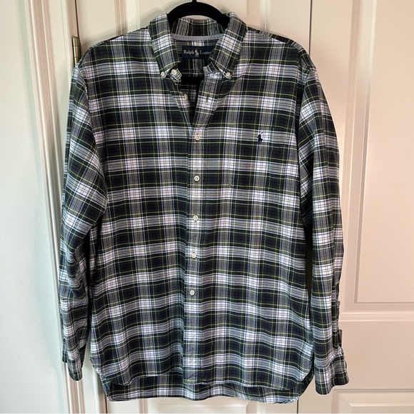 Vintage‎ Ralph Lauren men’s plaid button down collared shirt size large L - Picture 1 of 8